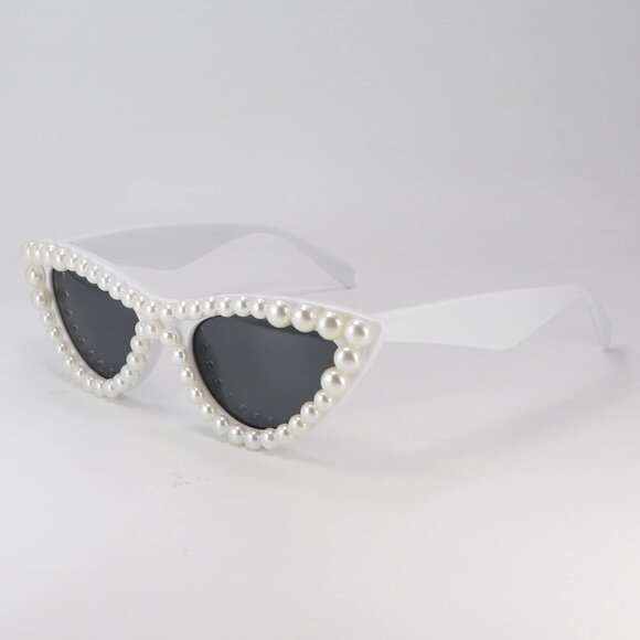 Pearl Cat Eye Sunglasses Womens Fashion Trendy UV Protection Cute Accessory
